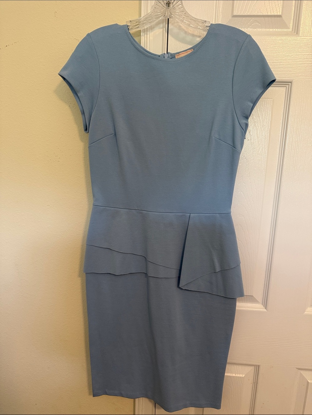 Elegant Light Blue Midi Peplum Dress